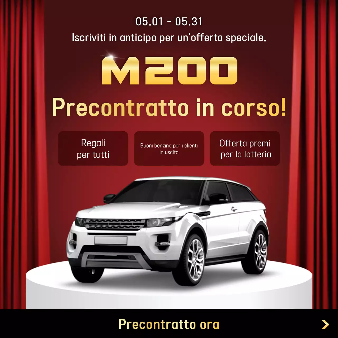 pubblicità di auto moderna rossa