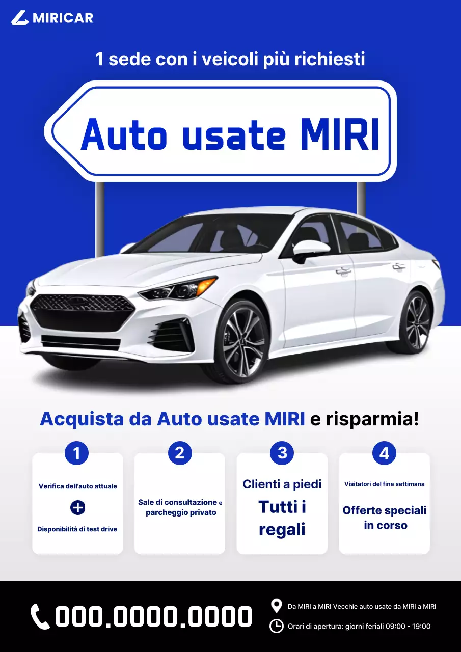 Annuncio di auto usata moderna blu