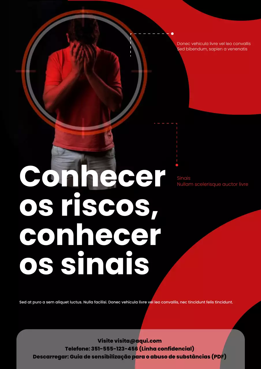 Conscientização sobre o abuso de substâncias modernas em preto e vermelho