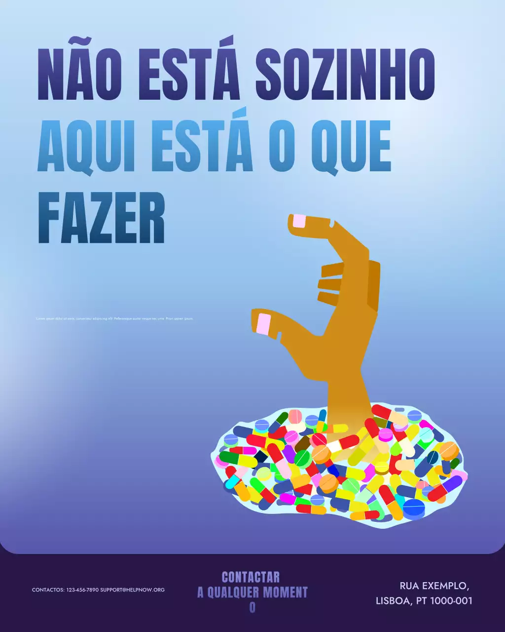 Conscientização sobre abuso de substâncias em gradiente azul