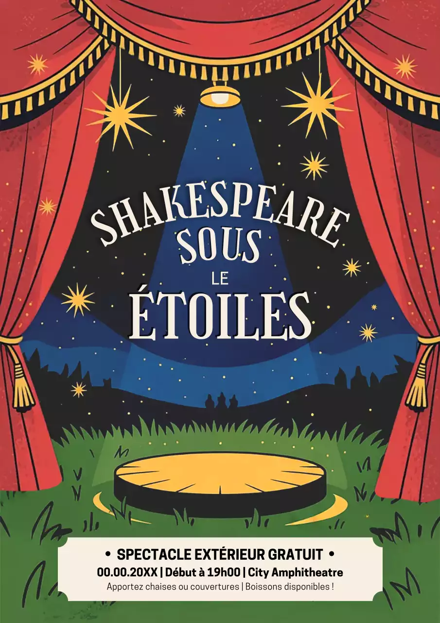 Affiche d'événement de théâtre vintage rouge