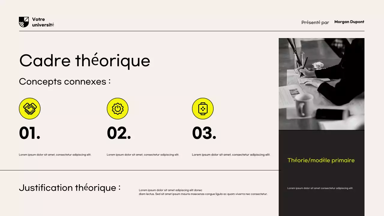 Présentation du document de proposition de recherche moderne jaune