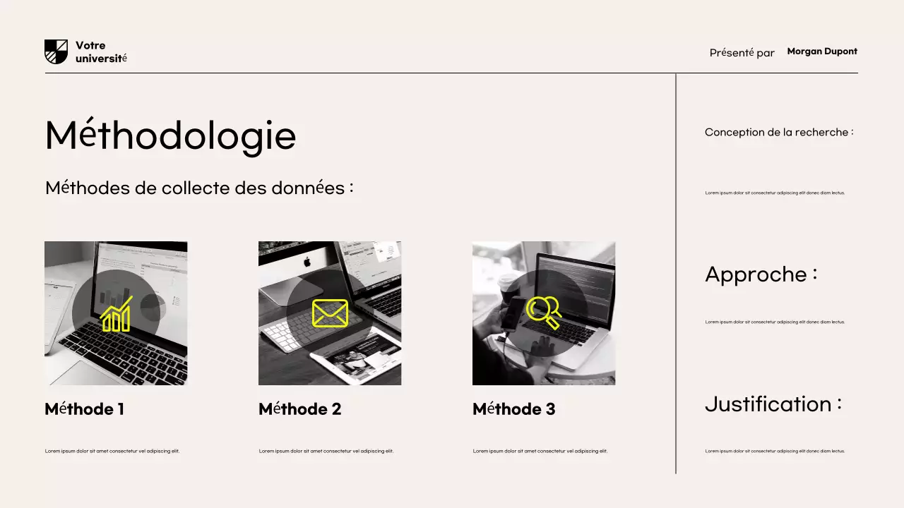 Présentation du document de proposition de recherche moderne jaune