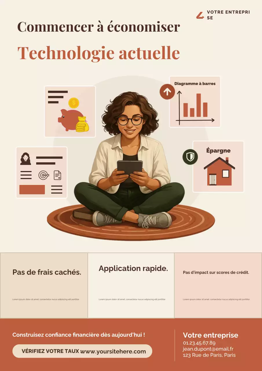 Affiche publicitaire beige pour la finance moderne