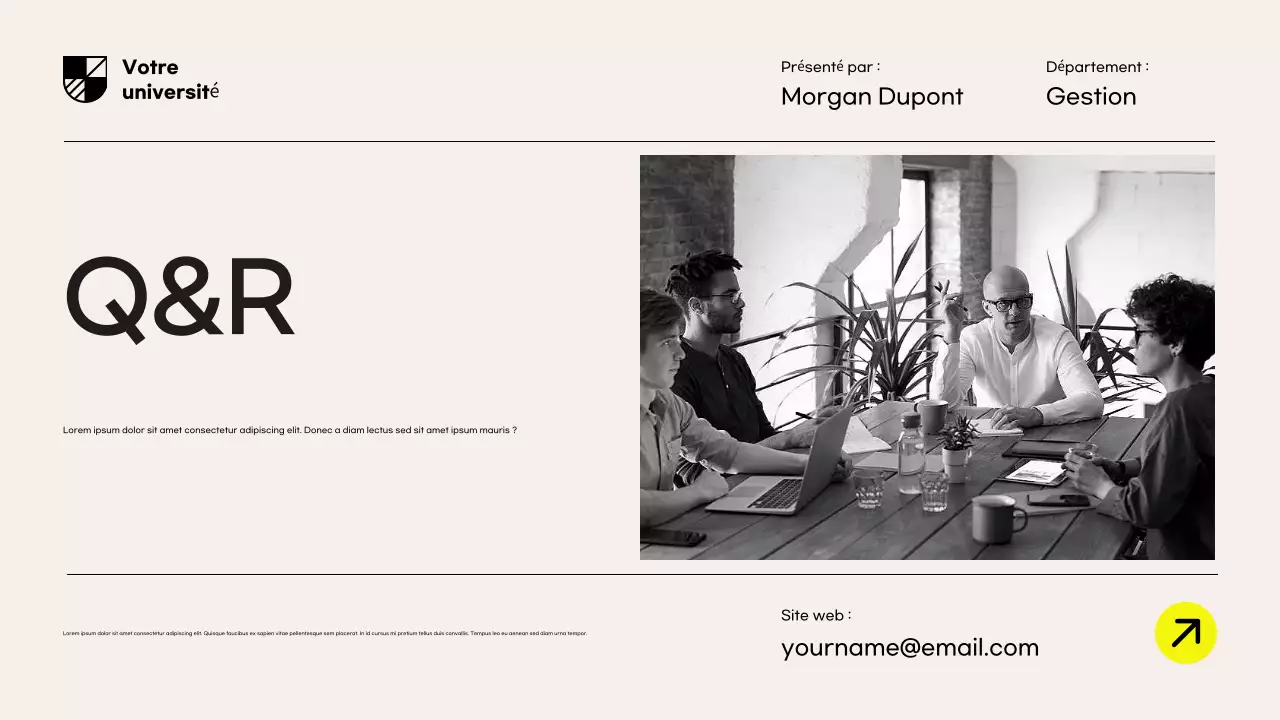 Présentation du document de proposition de recherche moderne jaune