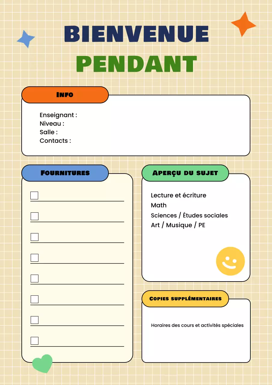 Programme du cours de style journal jaune