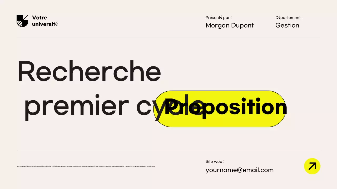 Présentation du document de proposition de recherche moderne jaune