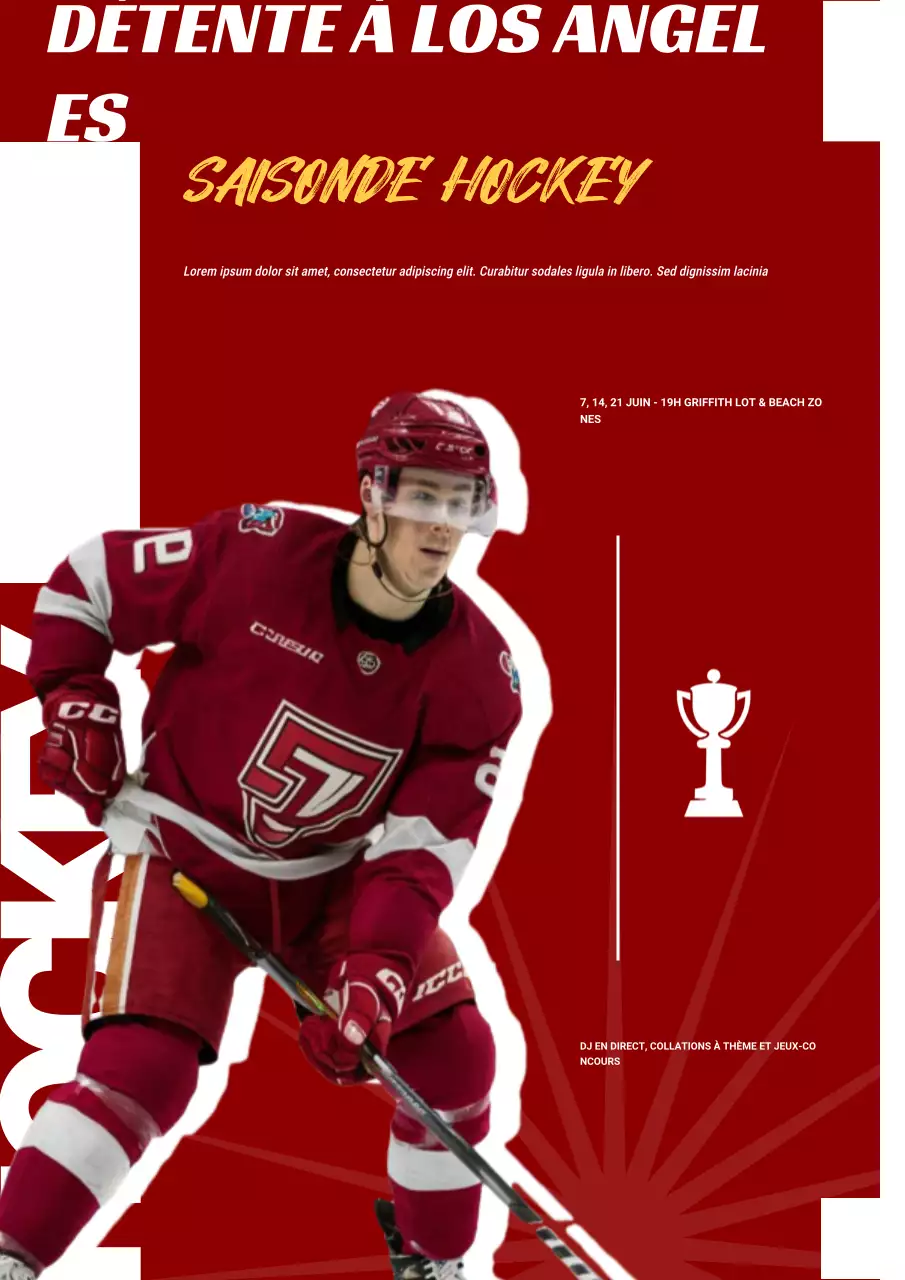 Affiche d'événement de hockey rouge rustique