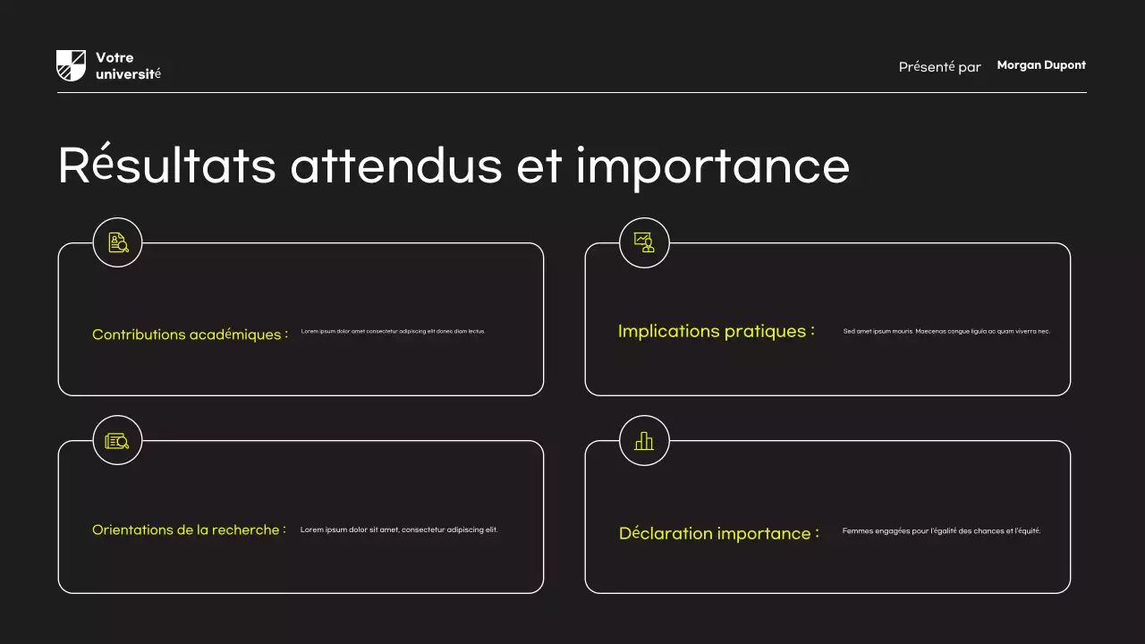 Présentation du document de proposition de recherche moderne jaune