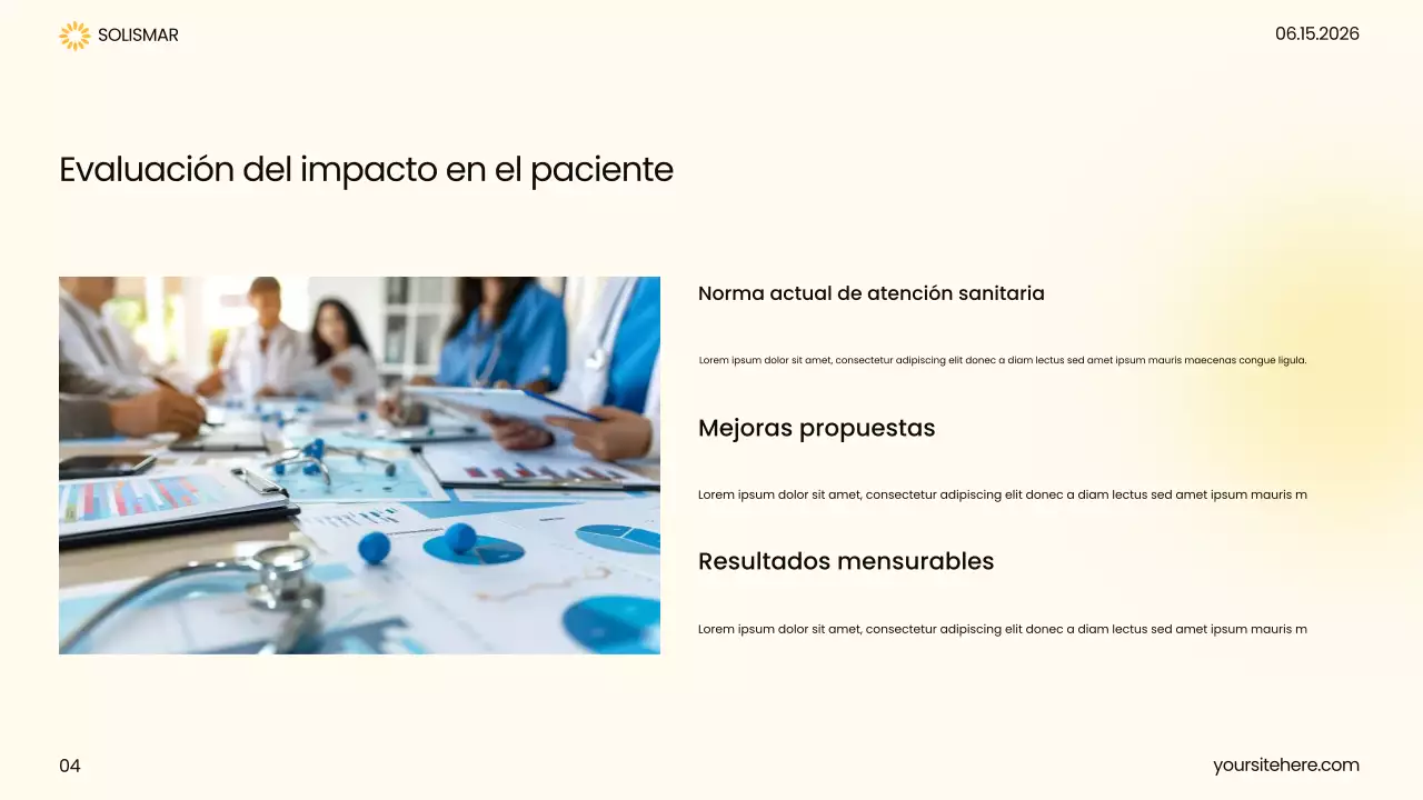 Presentación de atención médica moderna amarilla