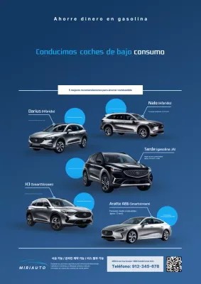 Anuncio de coche moderno azul