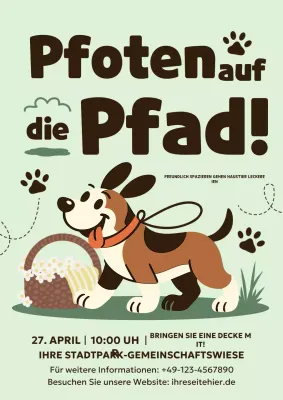 Grünes Werbeplakat für verspielte Haustierveranstaltungen