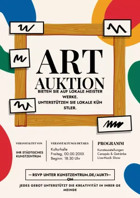 Farbenfrohes rustikales Kunstereignis-Plakat