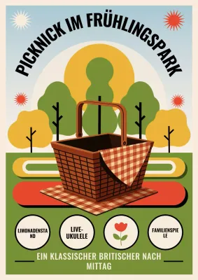 Grünes Retro-Picknick-Event-Poster