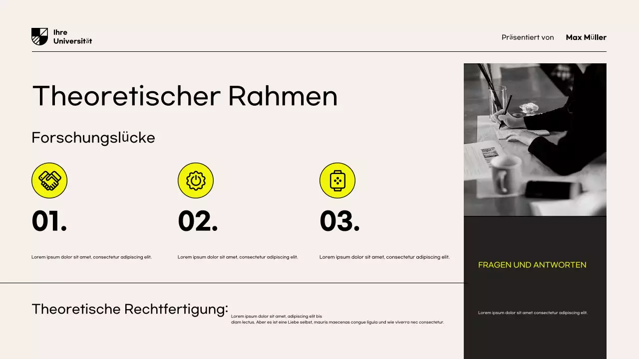 Gelbes modernes Forschungsvorschlagsdokument Präsentation