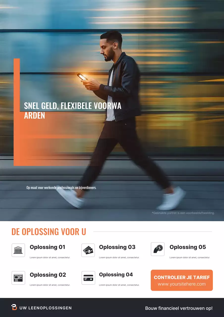 Oranje Modern Finance-reclameposter