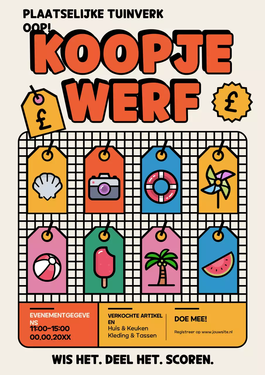 Beige Retro Garage Sale Advertentieposter