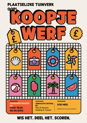 Beige Retro Garage Sale Advertentieposter