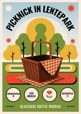 Groene Retro Picknick Evenement Poster