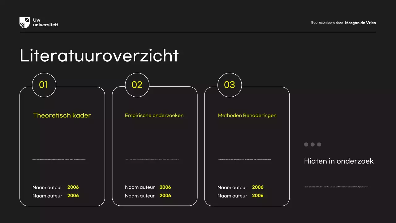 Presentatie van het gele moderne onderzoeksvoorsteldocument