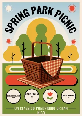 Manifesto dell'evento picnic retrò verde