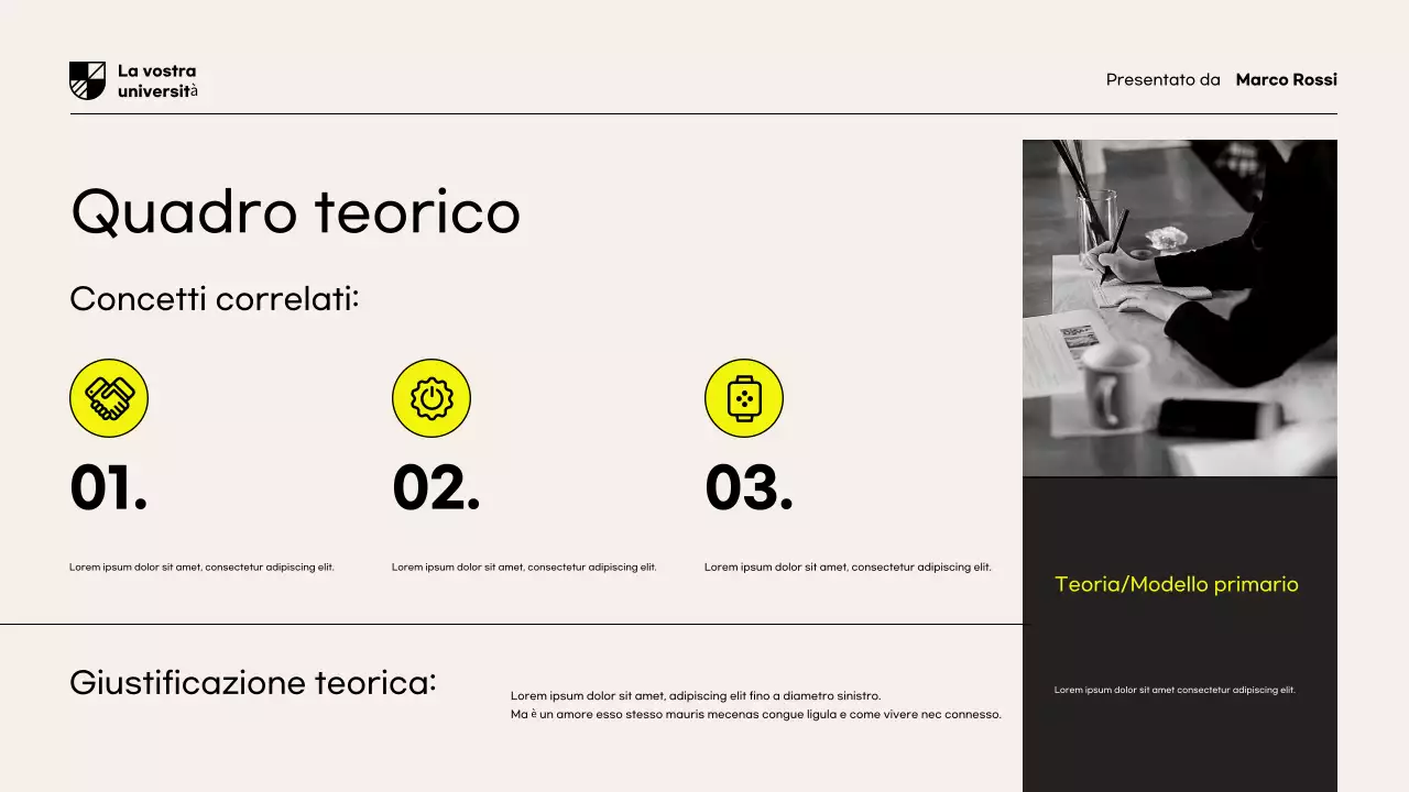 Presentazione del documento di proposta di ricerca moderna gialla