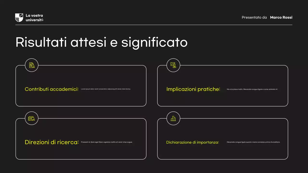 Presentazione del documento di proposta di ricerca moderna gialla