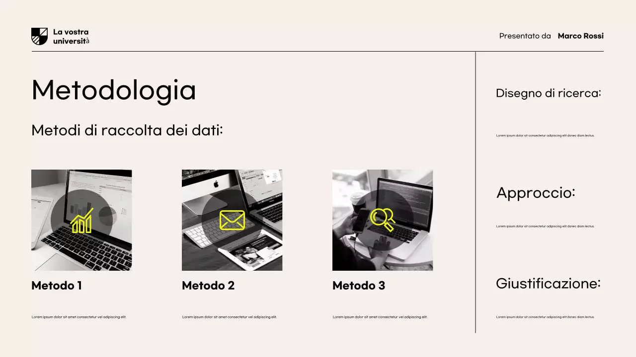 Presentazione del documento di proposta di ricerca moderna gialla