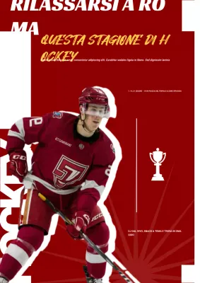 Manifesto rustico rosso dell'evento di hockey