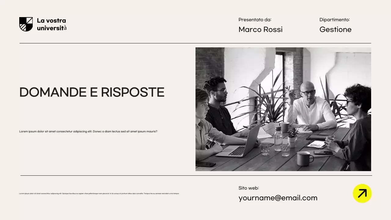 Presentazione del documento di proposta di ricerca moderna gialla