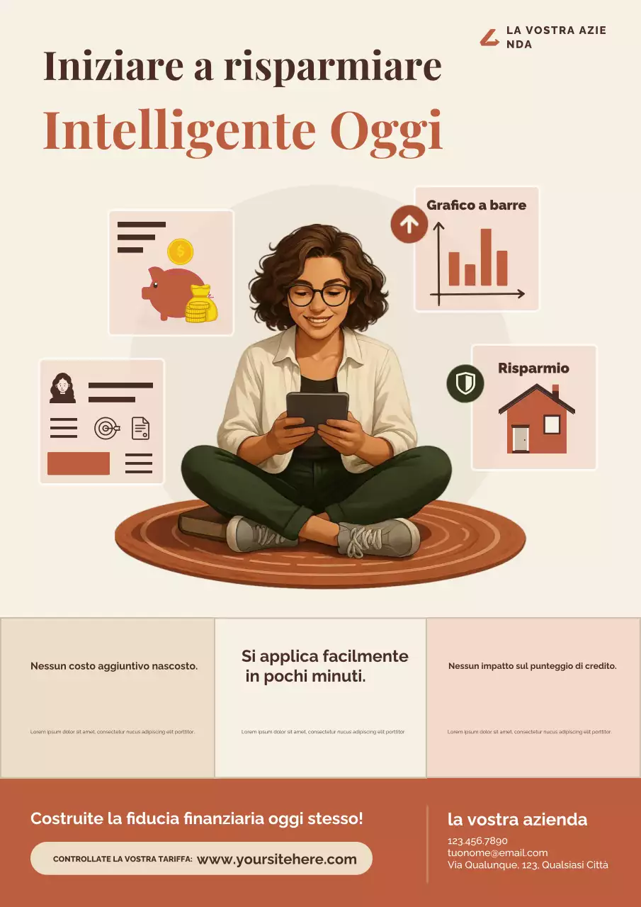 Manifesto pubblicitario beige moderno per la finanza