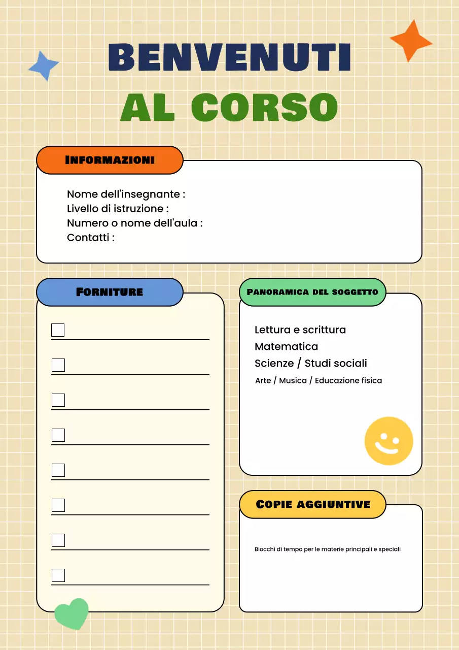 Programma del corso in stile diario giallo