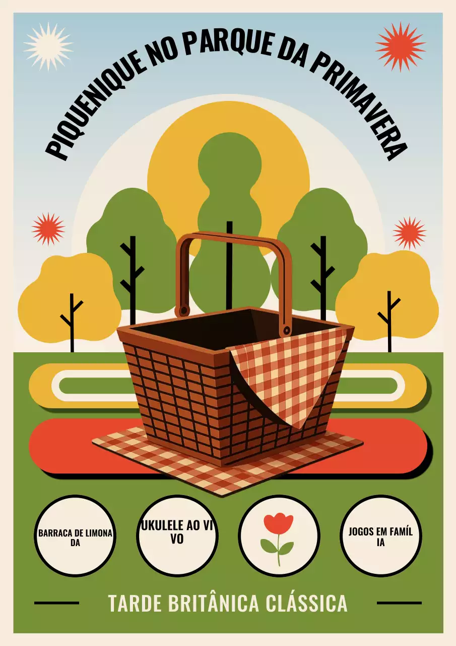 Cartaz de piquenique retrô verde