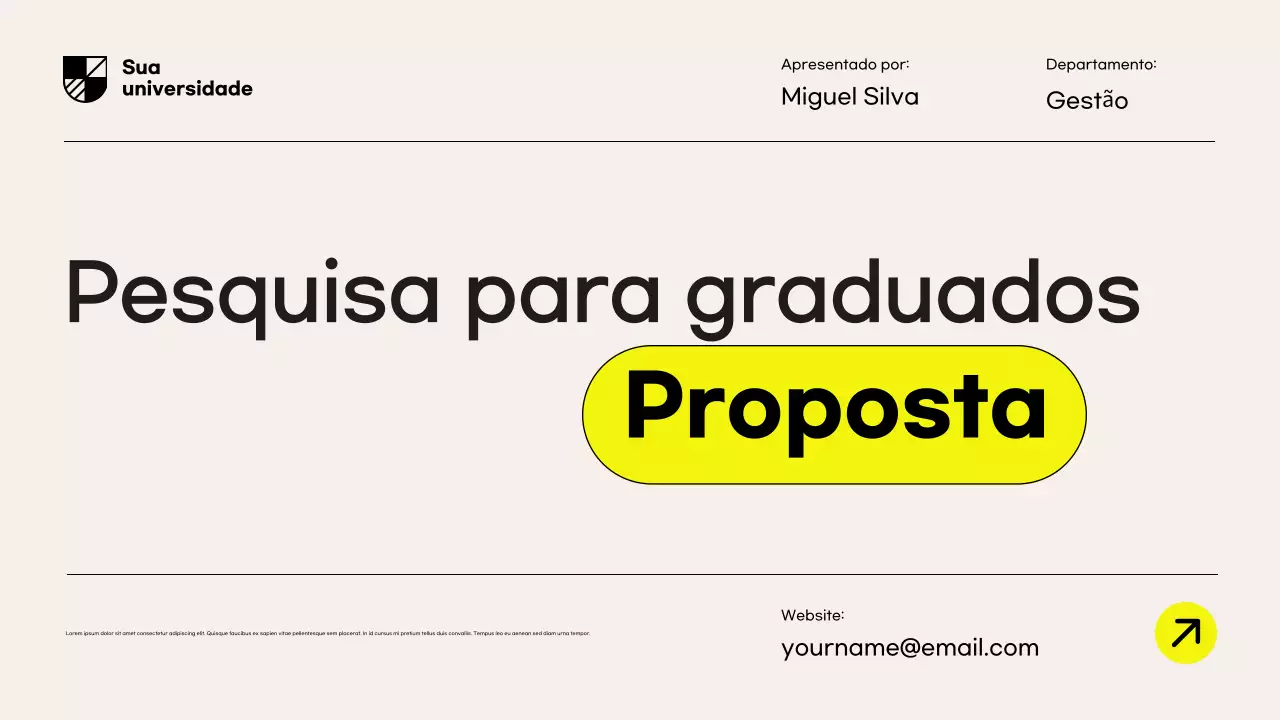 Apresentação do Documento de Proposta de Pesquisa Moderna Amarela