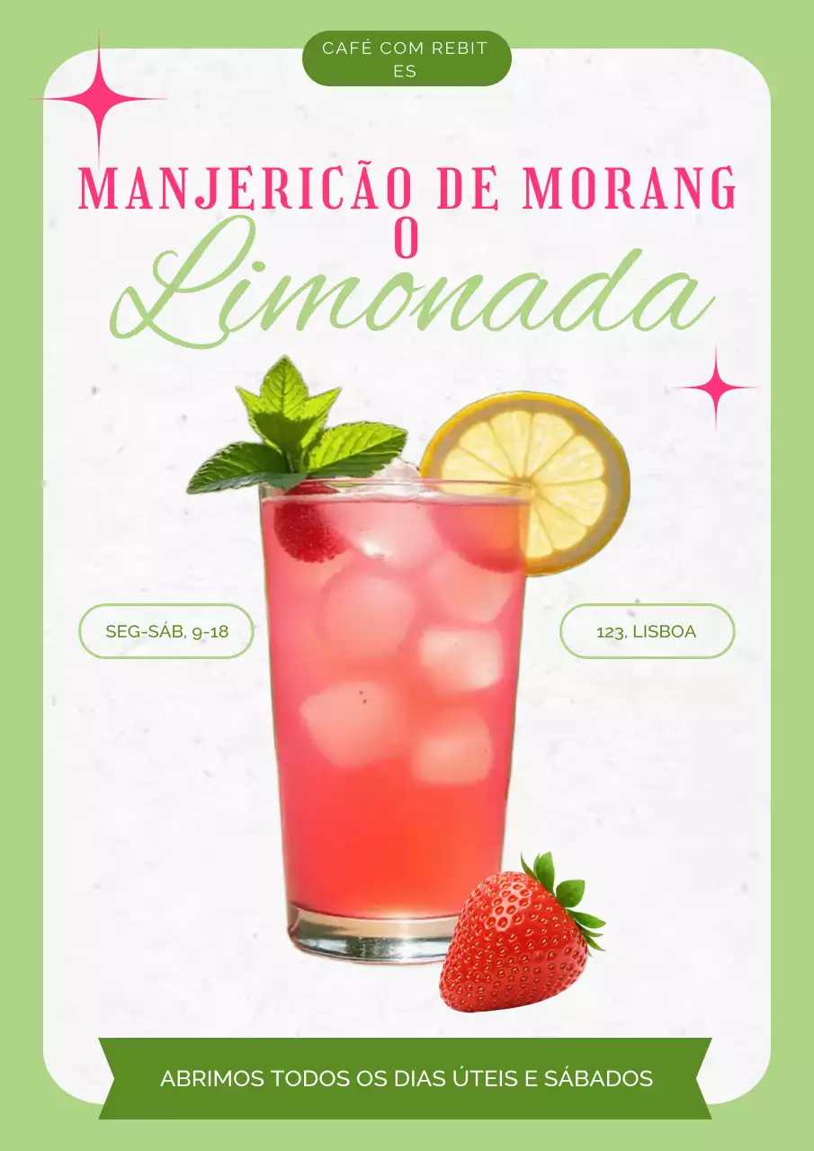 Promoção de bebida simples rosa verde