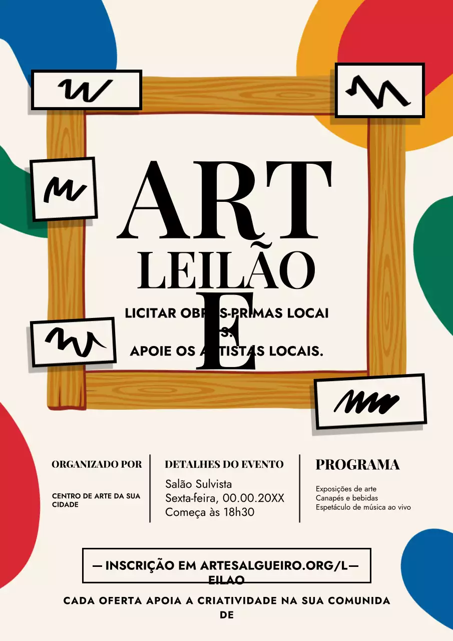 Cartaz de evento de arte rústica colorida