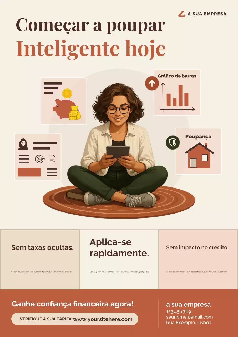 Cartaz de propaganda financeira moderna bege