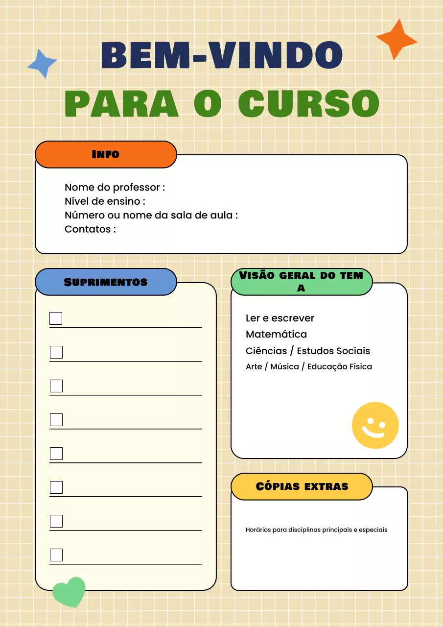 Programa de aula estilo diário amarelo
