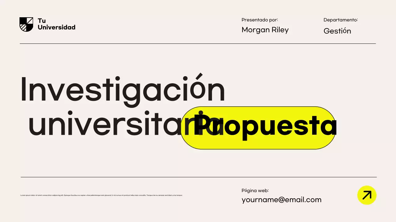 Presentación del documento de propuesta de investigación moderna amarilla