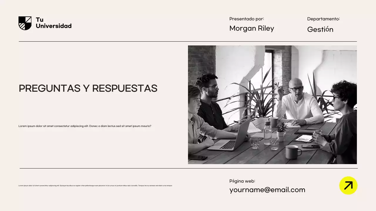 Presentación del documento de propuesta de investigación moderna amarilla