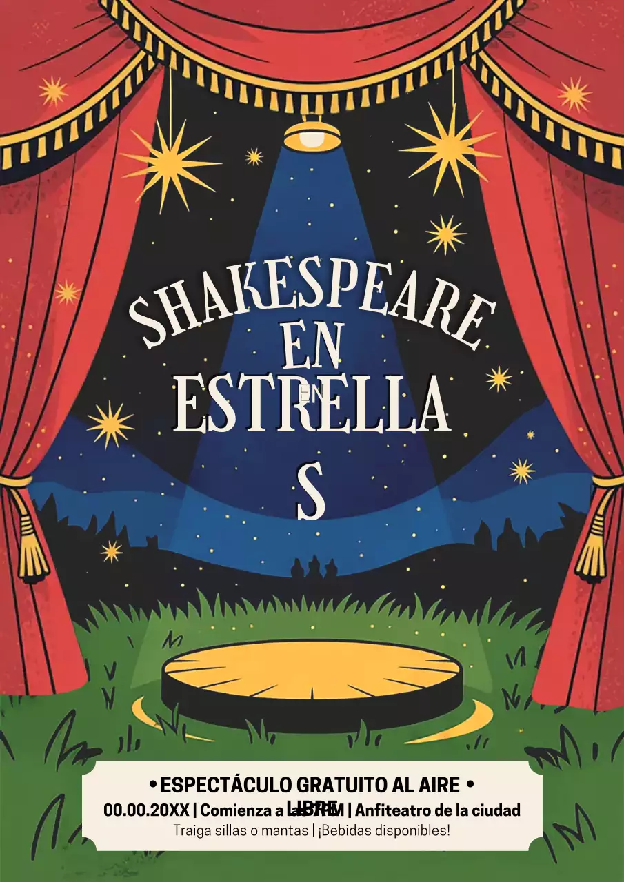 Cartel de evento de teatro vintage rojo