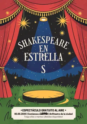 Cartel de evento de teatro vintage rojo