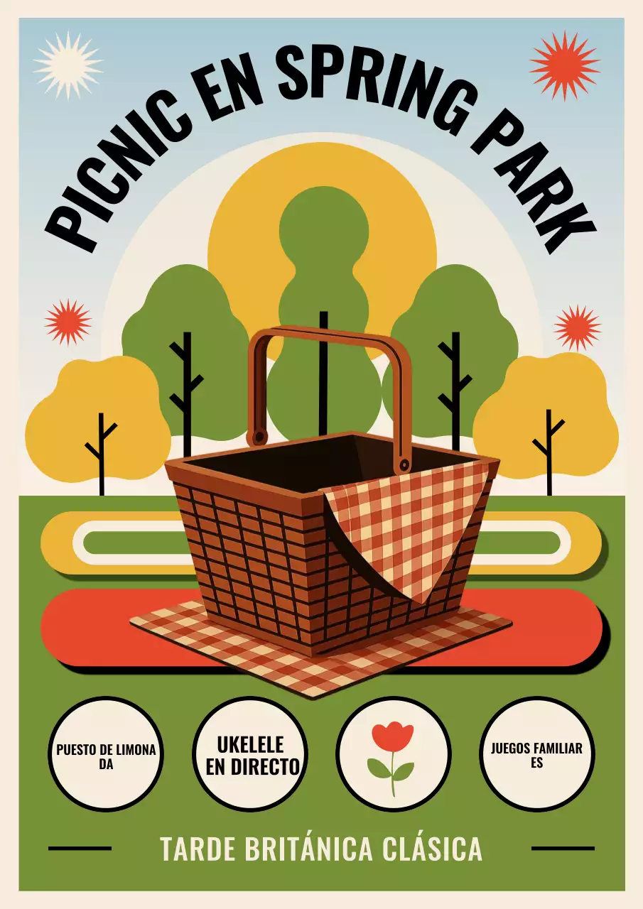 Cartel retro verde para evento de picnic