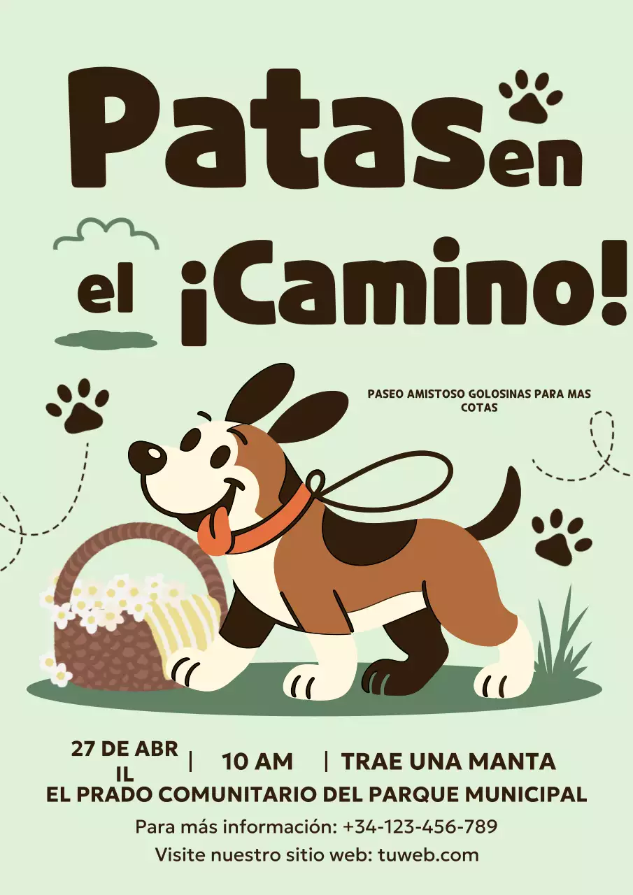 Cartel promocional del evento "Juguetona mascota verde"