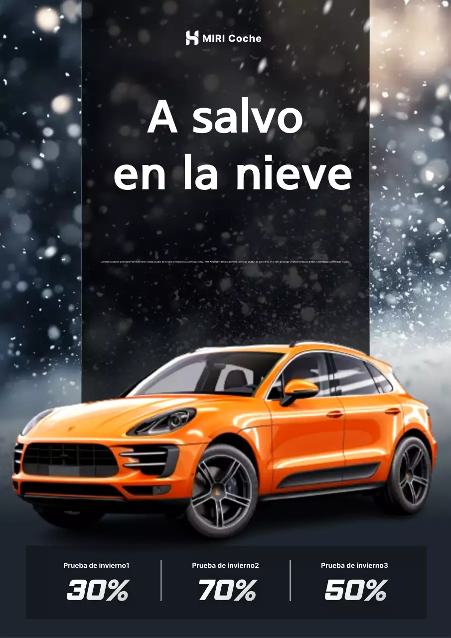 Anuncio de coche moderno de color naranja