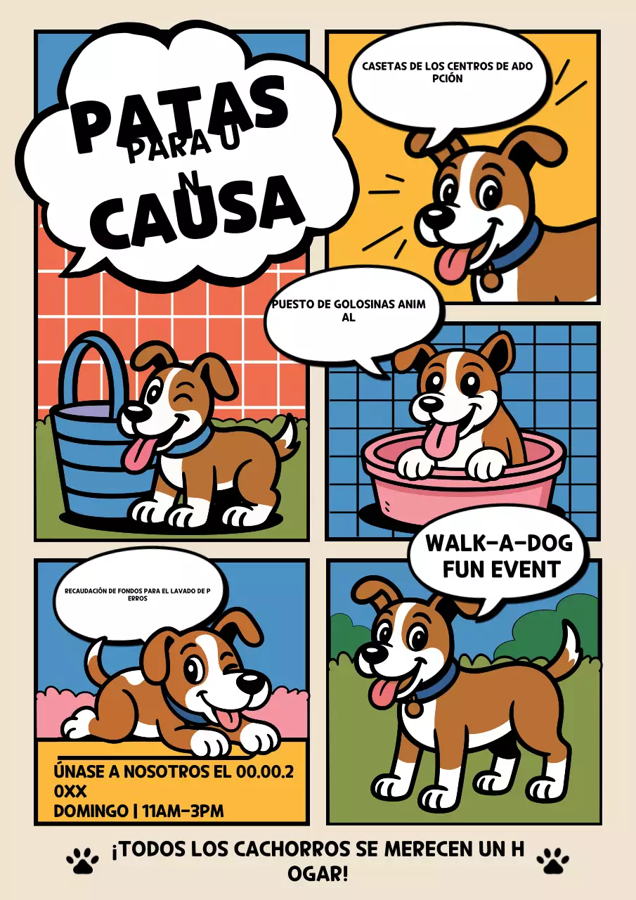 Cartel de anuncio del evento de mascotas cómicas beige