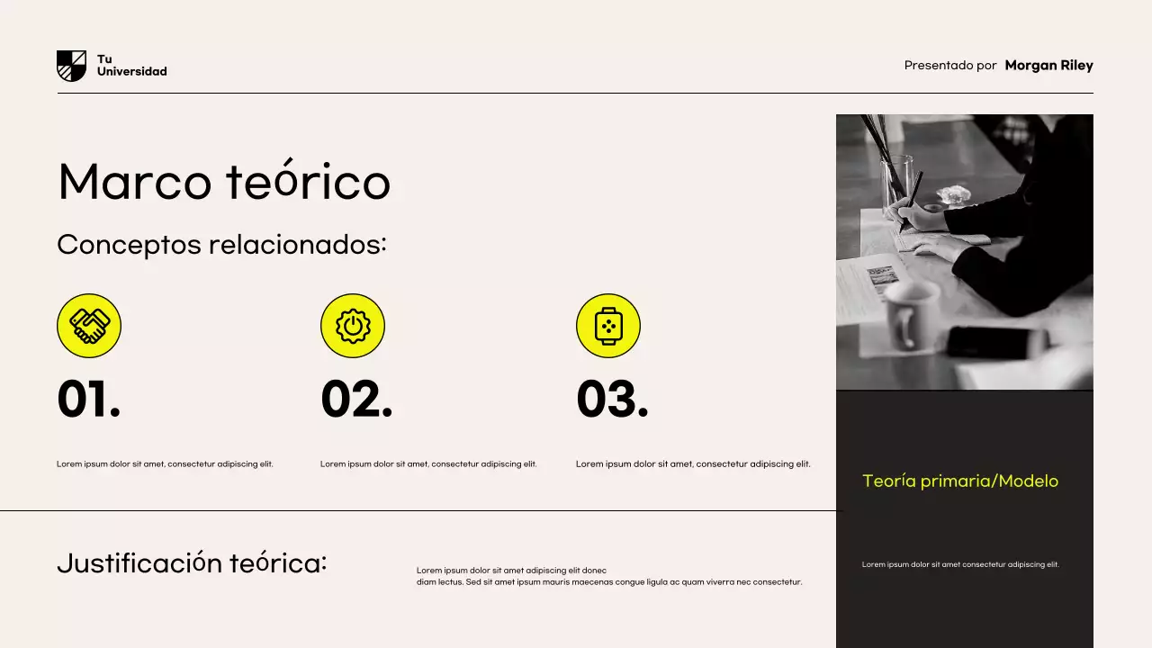 Presentación del documento de propuesta de investigación moderna amarilla