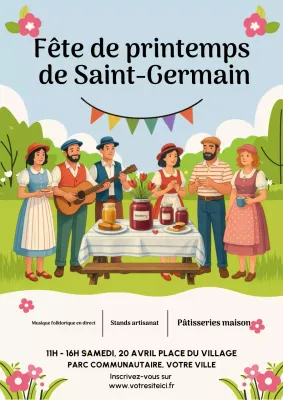 Affiche verte traditionnelle de l'événement printanier