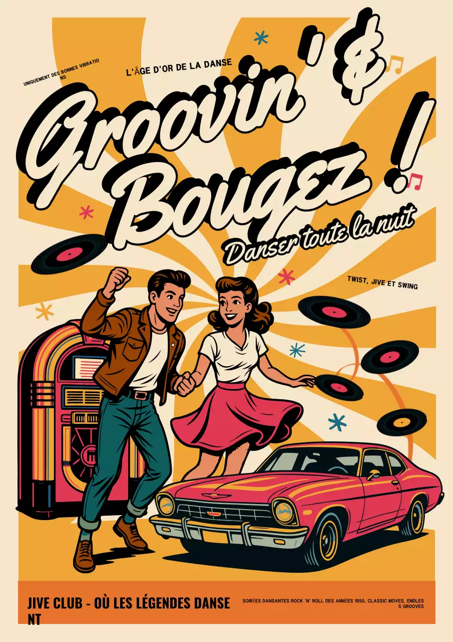 Affiche d'événement de danse vintage orange