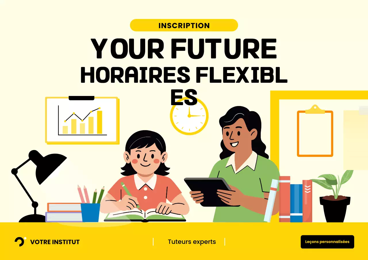 Affiche publicitaire jaune pour l'éducation moderne